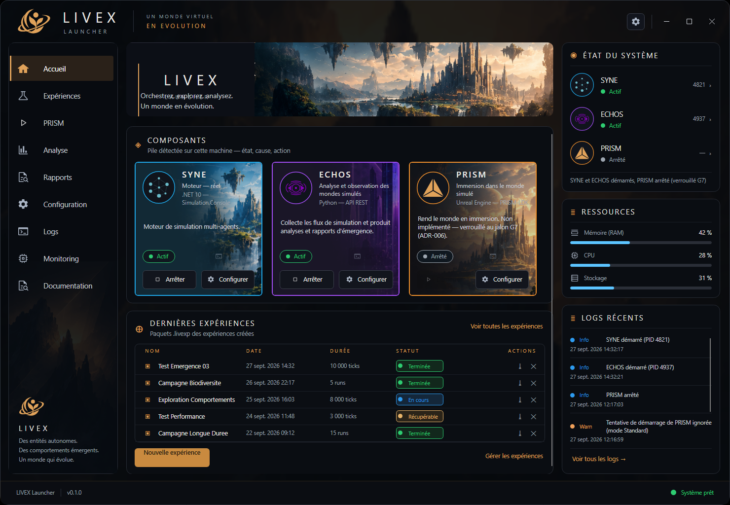 Aperçu du Launcher LIVEX